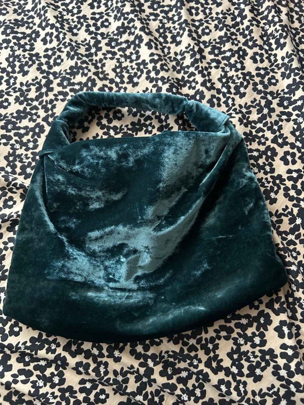 Velvet Hobo Shoulder Bag in Teal Green